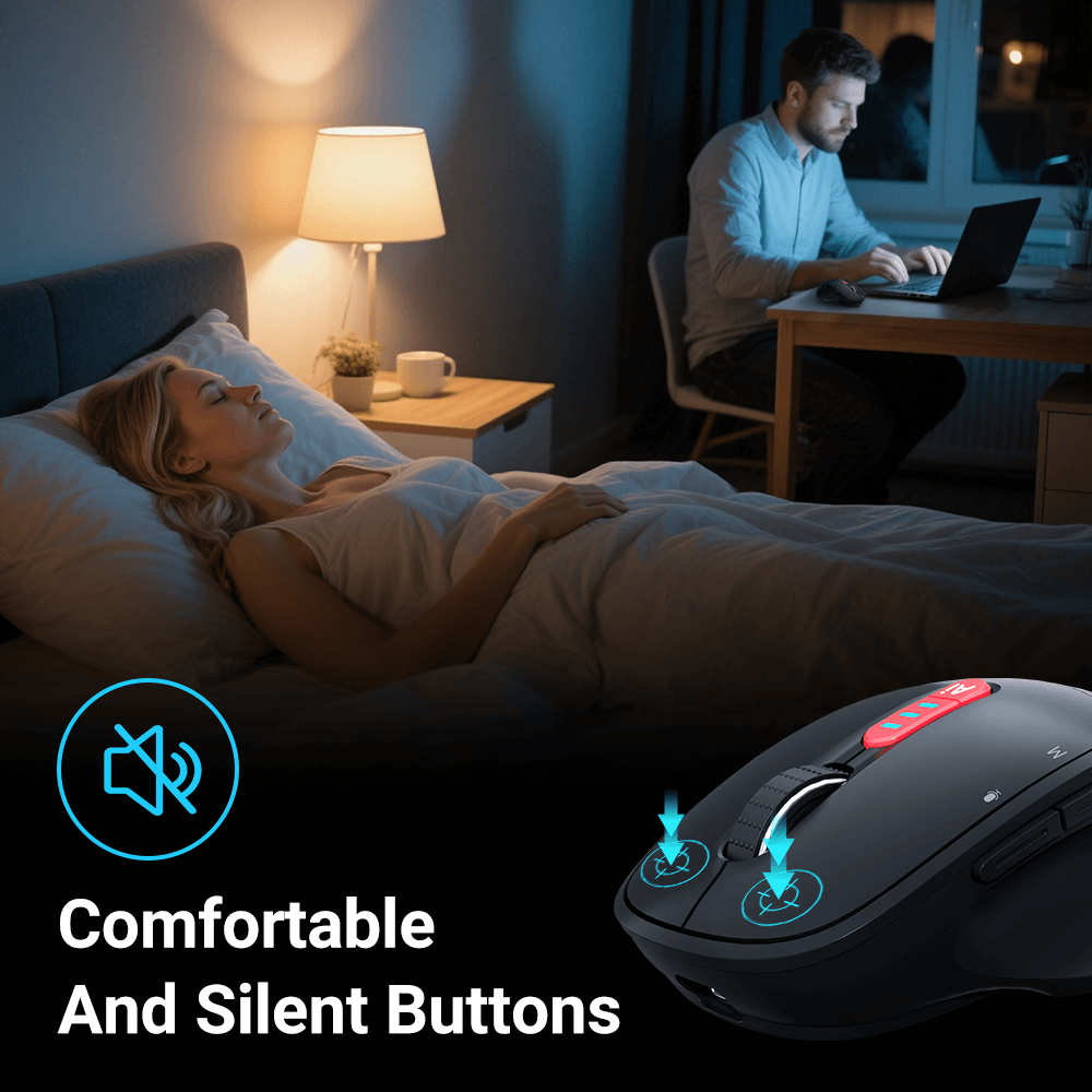 Ratón inalámbrico Thinkkeen AI - Acciones por voz, Bluetooth, Multidispositivo, DPI ajustable