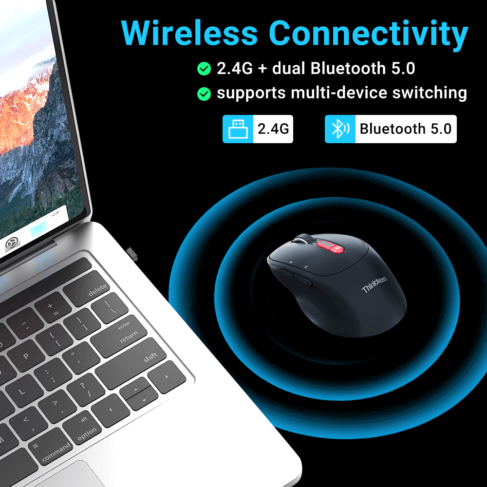 Ratón inalámbrico Thinkkeen AI - Acciones por voz, Bluetooth, Multidispositivo, DPI ajustable