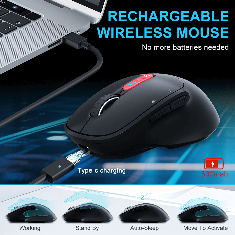 Ratón inalámbrico Thinkkeen AI - Acciones por voz, Bluetooth, Multidispositivo, DPI ajustable