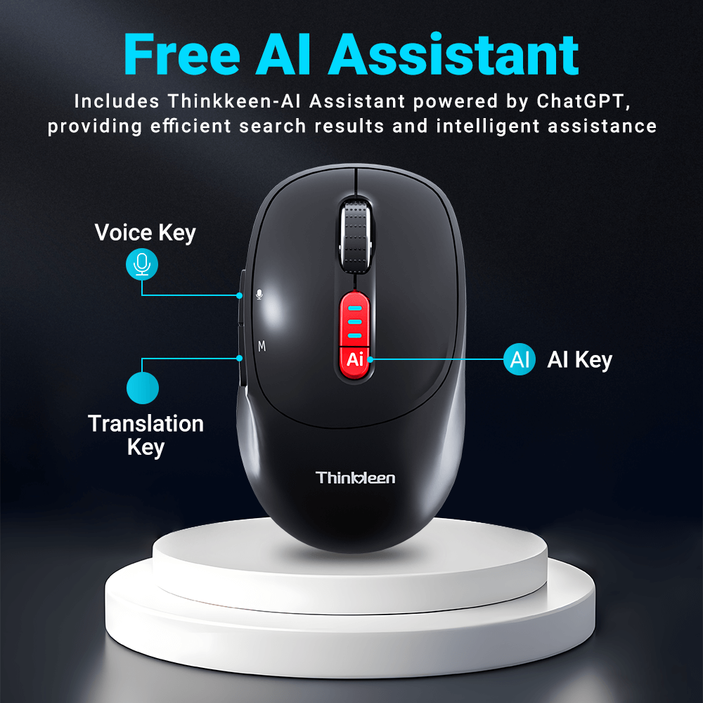 Ratón inalámbrico Thinkkeen AI - Acciones por voz, Bluetooth, Multidispositivo, DPI ajustable