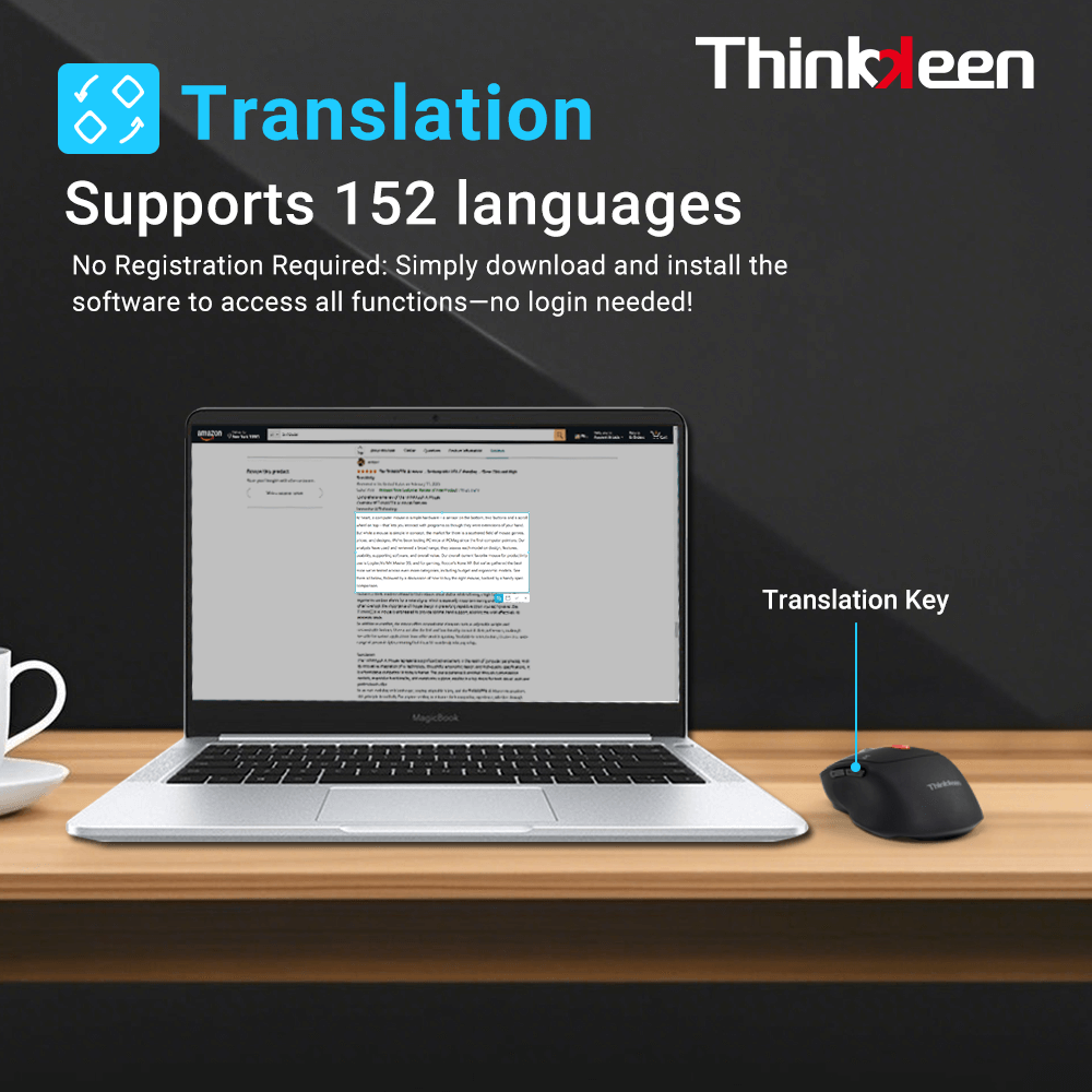 Ratón inalámbrico Thinkkeen AI - Acciones por voz, Bluetooth, Multidispositivo, DPI ajustable