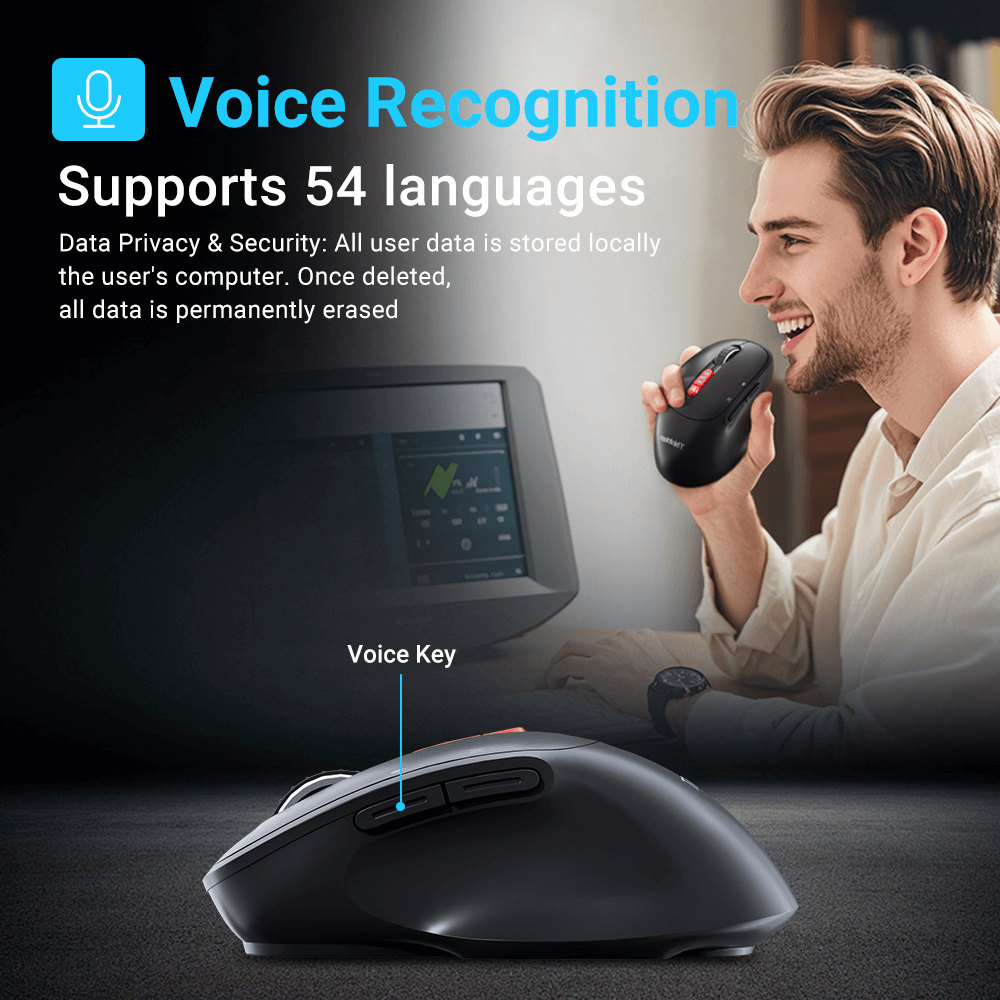 Ratón inalámbrico Thinkkeen AI - Acciones por voz, Bluetooth, Multidispositivo, DPI ajustable