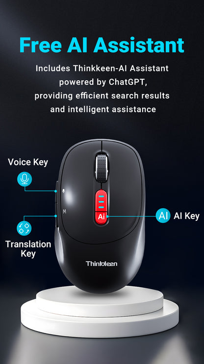 Ratón inalámbrico Thinkkeen AI - Acciones por voz, Bluetooth, Multidispositivo, DPI ajustable