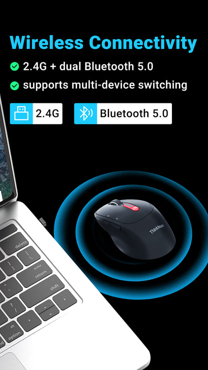 Ratón inalámbrico Thinkkeen AI - Acciones por voz, Bluetooth, Multidispositivo, DPI ajustable