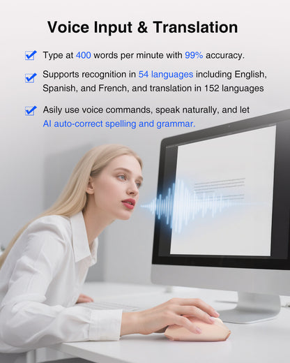 PINK | AI-Powered Productivity Mouse — 54-Language Voice Support with Quick OCR